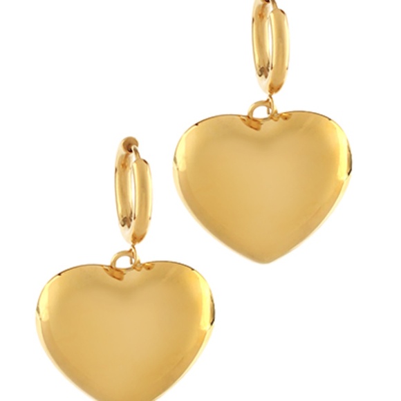 Puffed Heart Dangle Hoops